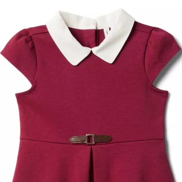 NWOT Janie and Jack Dainty Berry Ponte Collared Dress w/ Diaper Cover – 12–18M - Picture 2 of 10